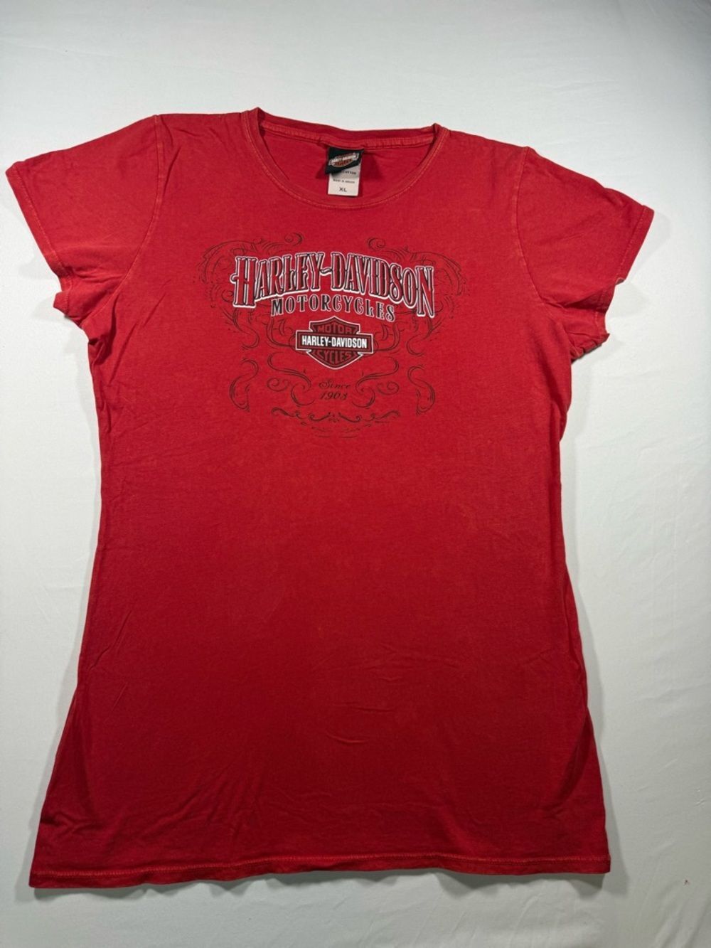 VTG Style Harley-Davidson Shirt Red Oil City Casper Wyoming Graphic Tee 2014 XL